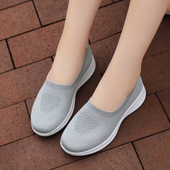 Women's Casual Sock Shoes Solid Breathable Low Top Slip On Shoes