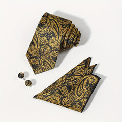 4pcs Golden Paisley Tie Set for Men Women