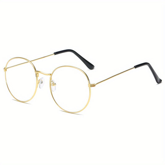 Vintage Round Metal Frame Glasses Unisex Anti Light Glasses