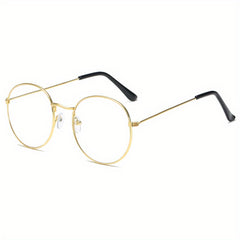Vintage Round Metal Frame Glasses Unisex Anti Light Glasses