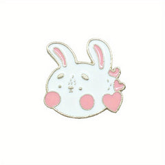 Cartoon Pink Bow Decor Cat Rabbit Brooch for Girls