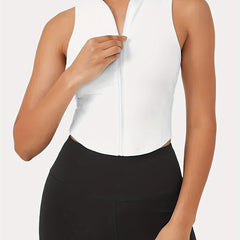 Solid Zipper Sleeveless Tank Top for Women