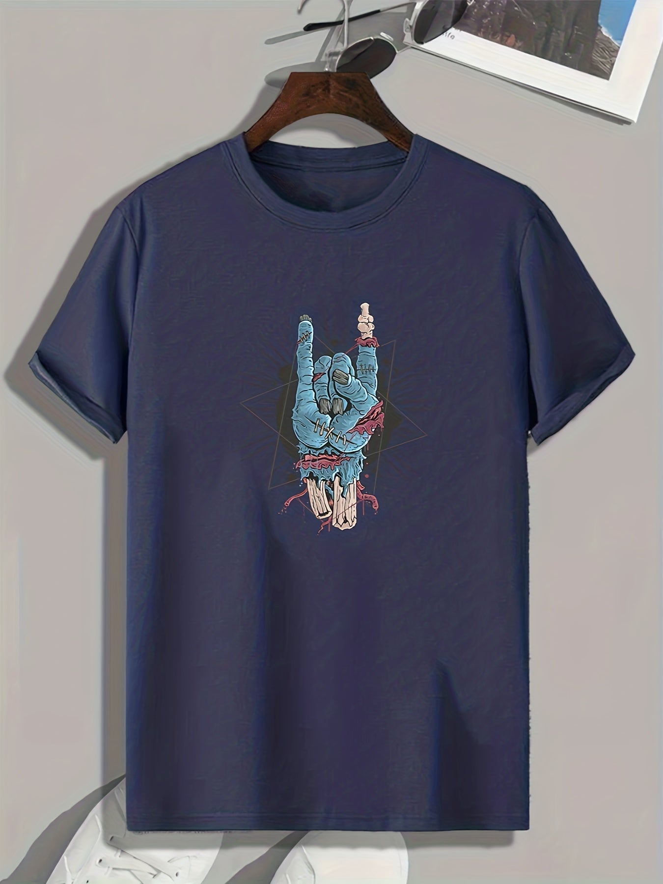 Rock Zombie Hand Pattern T-shirt Short Sleeve Top Casual Tee Men's Clothes
