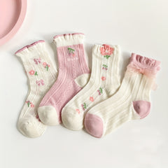 Princess Style Lace Bow Mesh Knee High Socks for Girls