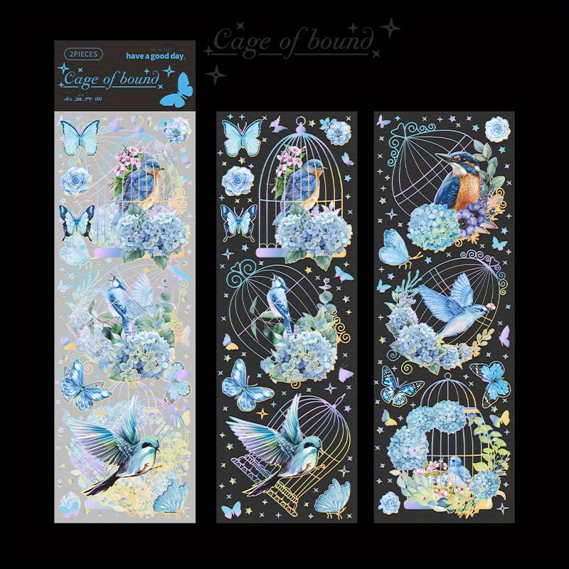 2pcs Butterfly Birdcage Stickers - Creative Wall Decor
