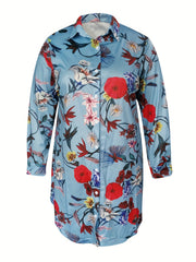 Casual Baroque Print Button Shirt Dress