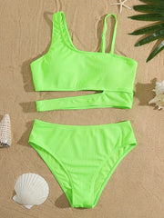 Mom and Daughter Asymmetric Swimsuit Set for Summer Fun