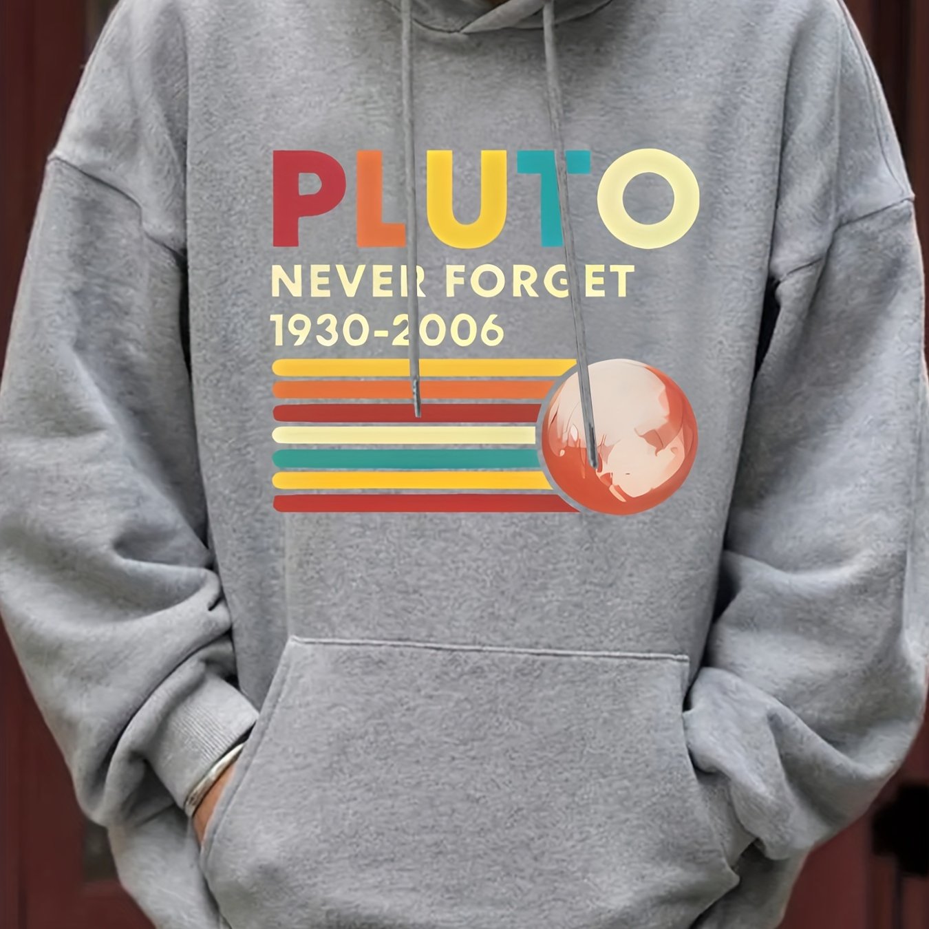 Men's Casual Letter Print Hooded Sweatshirt Long Sleeve Drawstrings