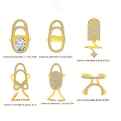 Geometric Diamond Open Nail Ring Temperament Manicure Set Ring