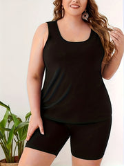 Solid Tank Top & Shorts Pajamas Set
