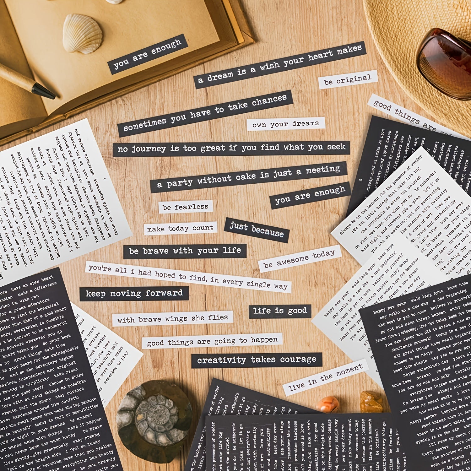 32 Sheets Quote Phrase Word Stickers Vintage Scrapbooking Junk Journal Planners