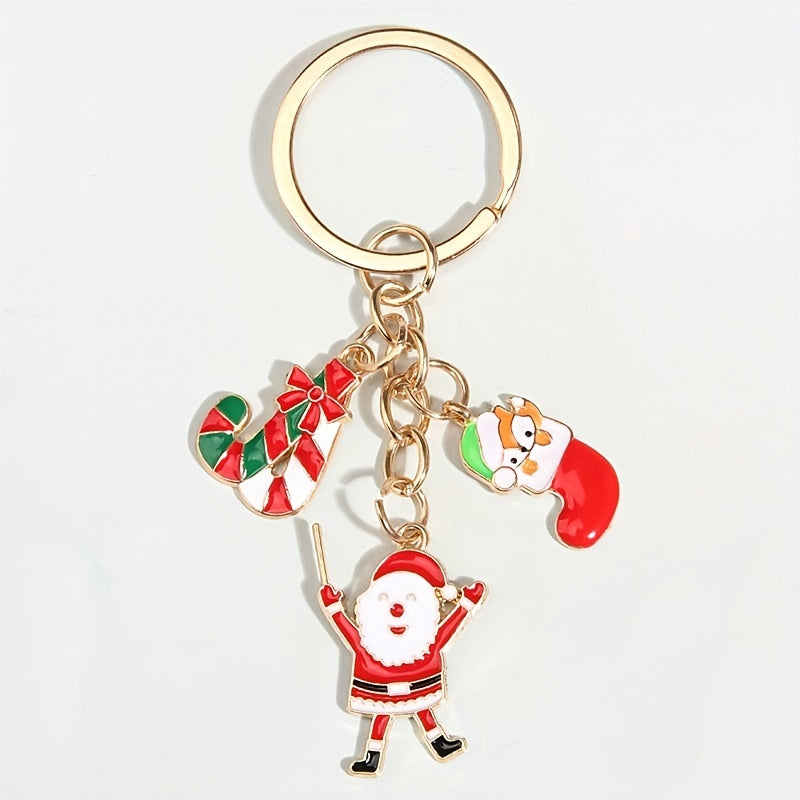 Christmas Keychain Cartoon Santa Claus Pendant Small Gift