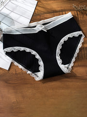 Girls Triangle Panties Lace Trim Elastic Waist Underwear