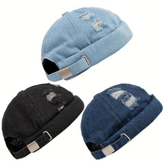 Vintage Jeans Men Brimless Cap Rolled Cuff Retro Hat