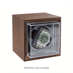 Single Wooden Watch Winder Box Quiet Motor USB