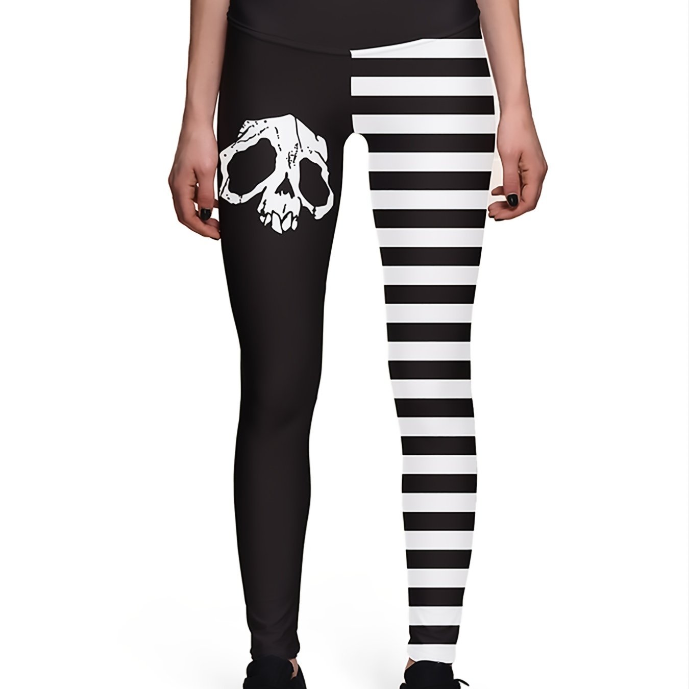 Skull Print High Rise Yoga Pants for Women