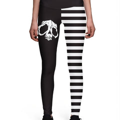 Skull Print High Rise Yoga Pants for Women