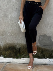 Solid High Waist Tailored Pants Long Length Work Office Pants Women's Clothing