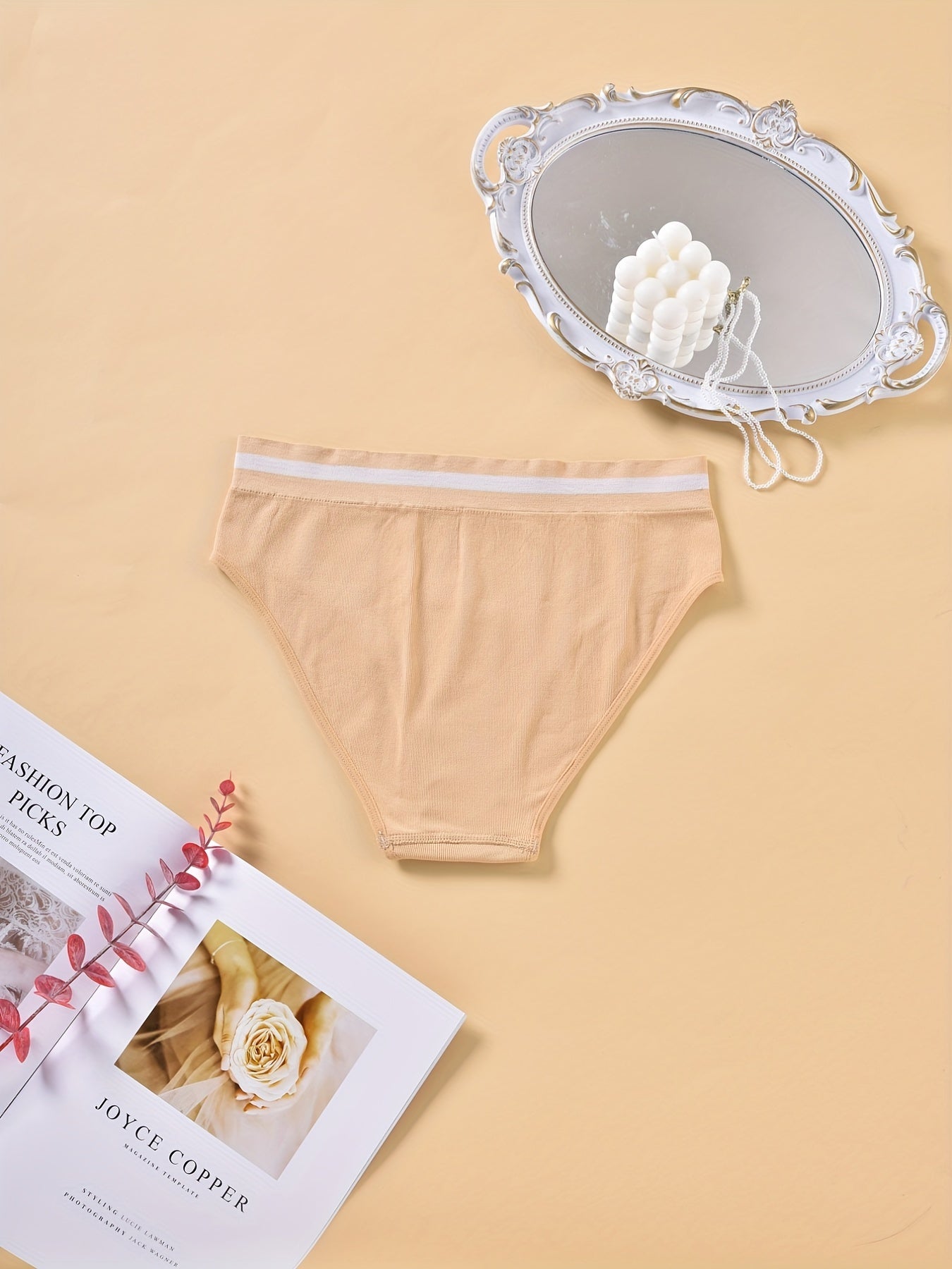 3 Pack Plus Size Panties Set Women's Plus Stripe Print Elastic Waist