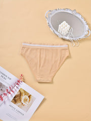 3 Pack Plus Size Panties Set Women's Plus Stripe Print Elastic Waist