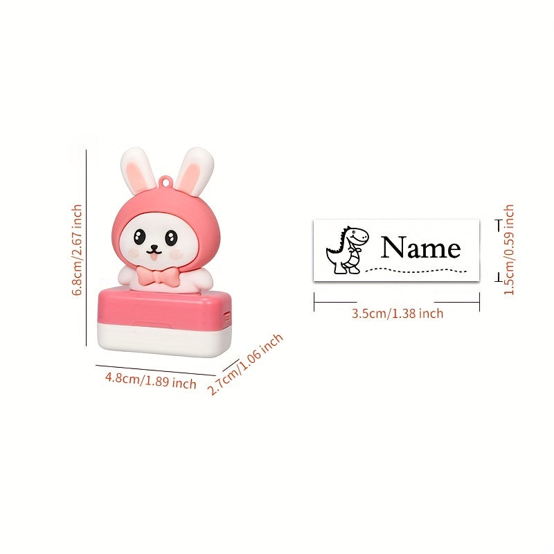 Custom Pink Rabbit Kids Name Waterproof Clothes Sticker