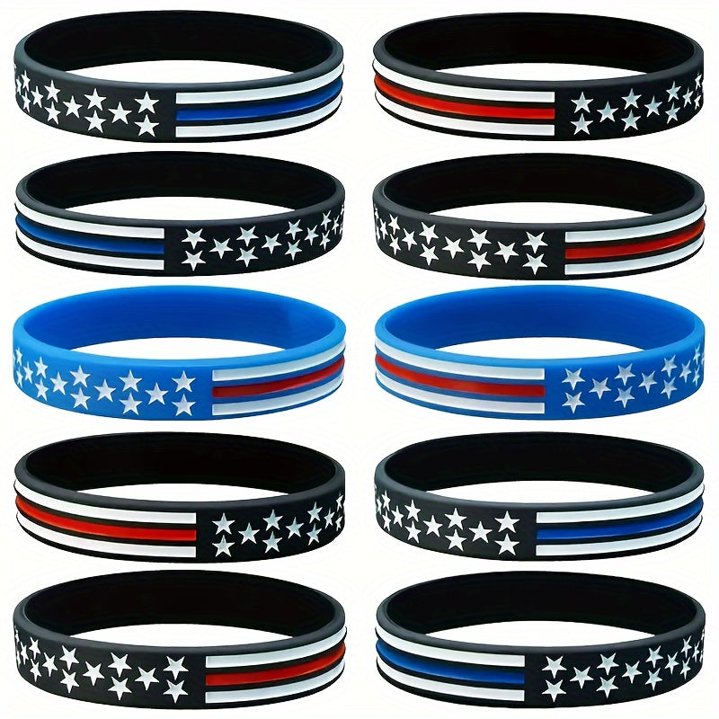 Silicone American Flag Wristband Bracelet Patriotic
