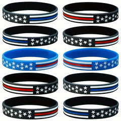 Silicone American Flag Wristband Bracelet Patriotic