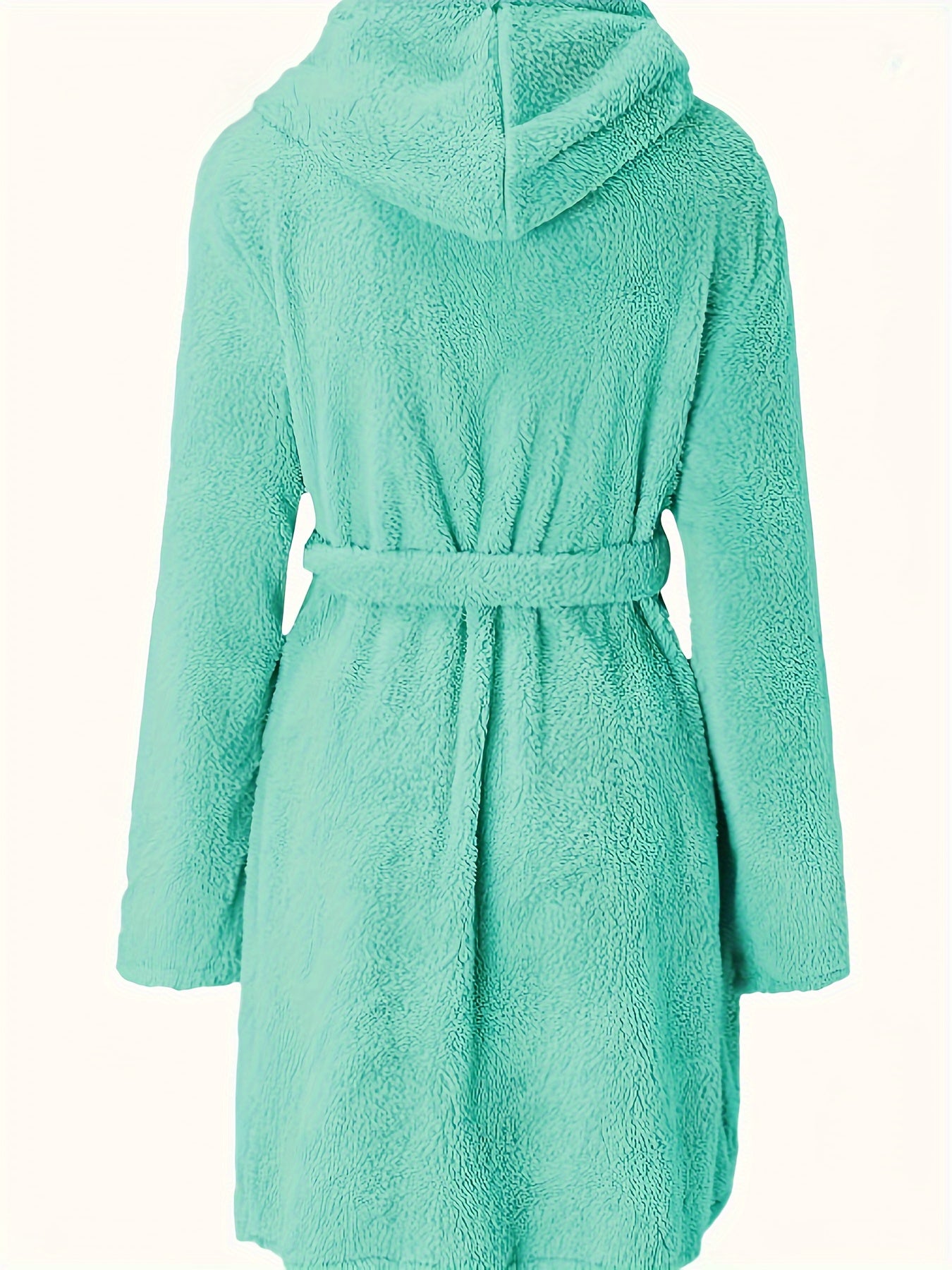 Cozy Fuzzy Hooded Robe with Belt & Pockets