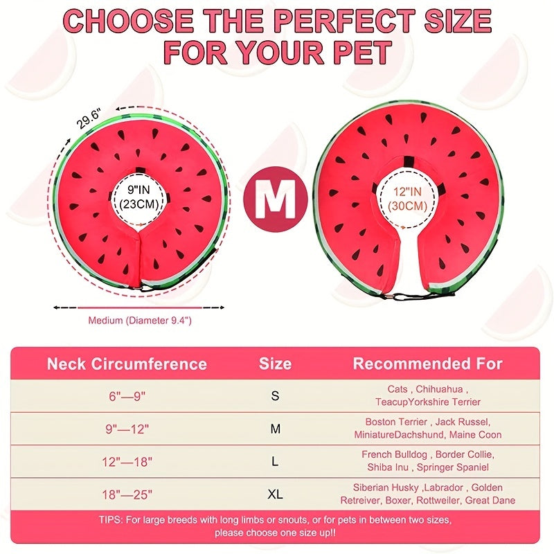 Soft Inflatable Recovery Collar for Dogs and Cats Watermelon