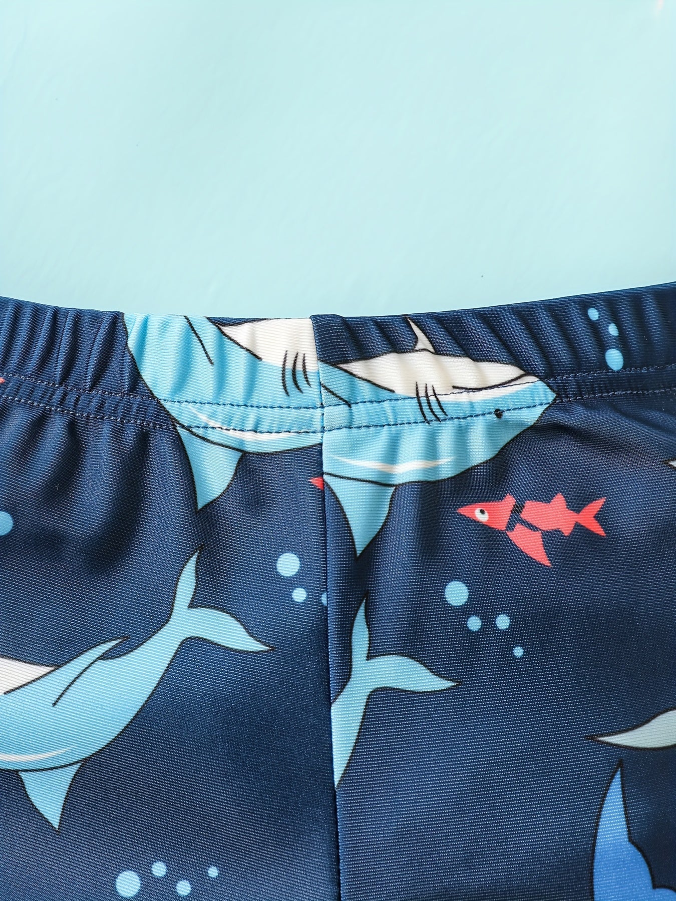Boys Shark Print Swimsuit Set Short Sleeve Shirt & Swim Trunks