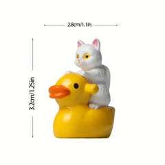 Yellow Duck Cat Kitten Micro Landscape Gardening Doll