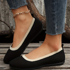 Women's Colorblock Flying Woven Flat Shoes Pointed Toe Slip On Shoes