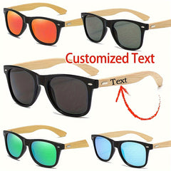 2pcs Personalized Wooden Glasses Custom Engraving High Bamboo Frame