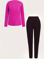 2 Piece Set Women's Slogan Print Top & Leggings Outfit