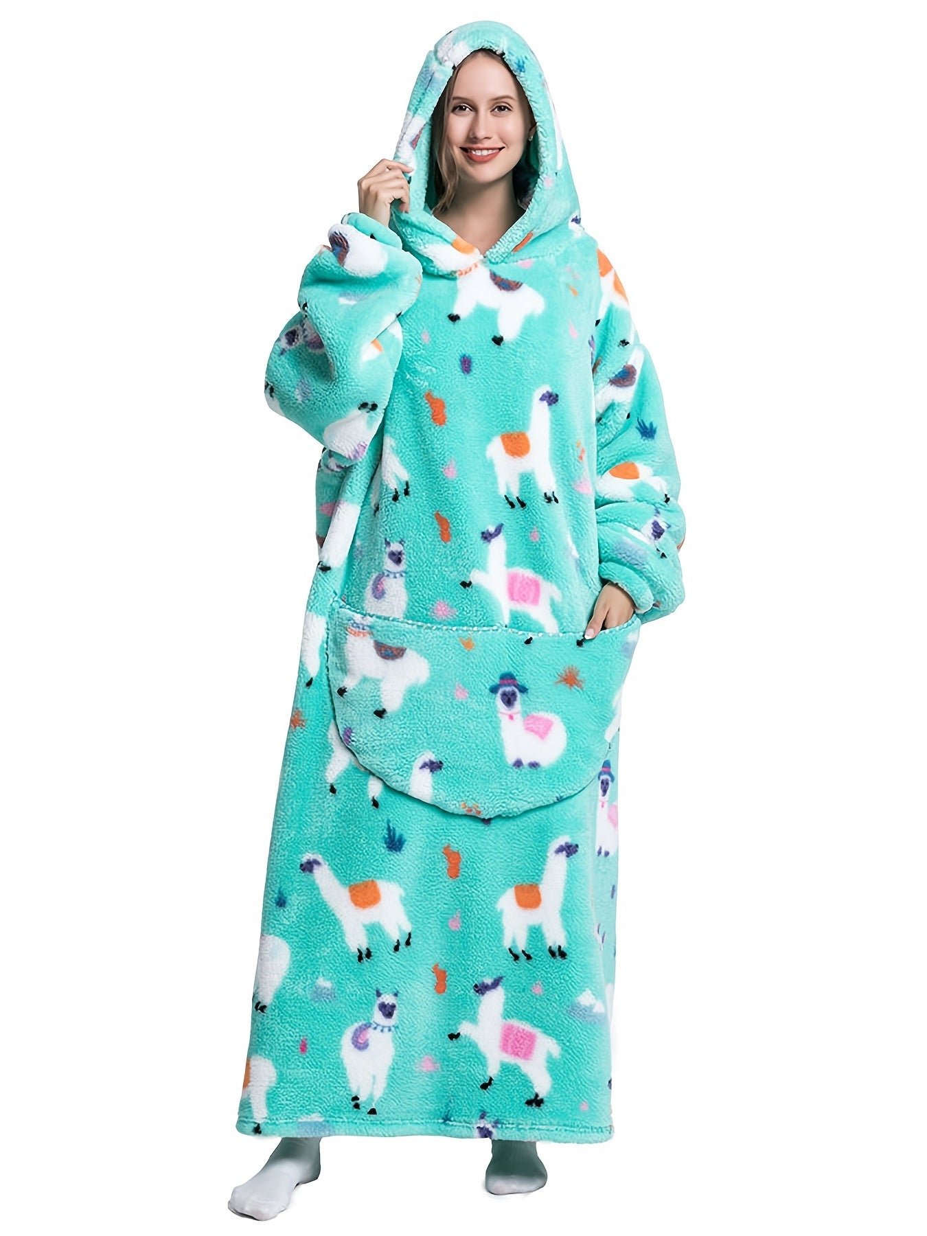 Flannel Hooded Nightgown Plus Panda Print Robe