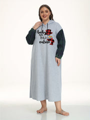 Christmas Lounge Dress Women's Plus Snowman Print Raglan Slee