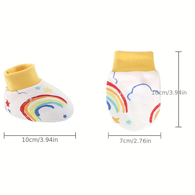 3 Piece Soft Cotton Newborn Baby Set: Beanie Knot Hat, Mittens & Socks