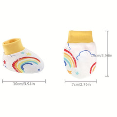 3 Piece Soft Cotton Newborn Baby Set: Beanie Knot Hat, Mittens & Socks