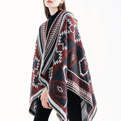 Vintage Puzzle Jacquard Shawl Thick Boho Wrap