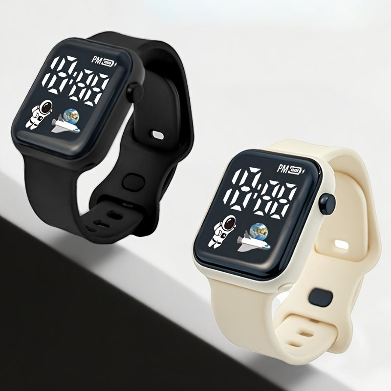 4pcs Teenage Style Luminous Analog Clock Button PVC Strap Watches