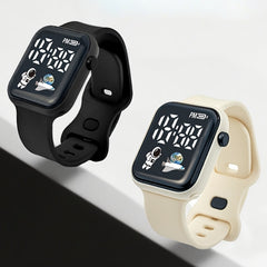 4pcs Teenage Style Luminous Analog Clock Button PVC Strap Watches