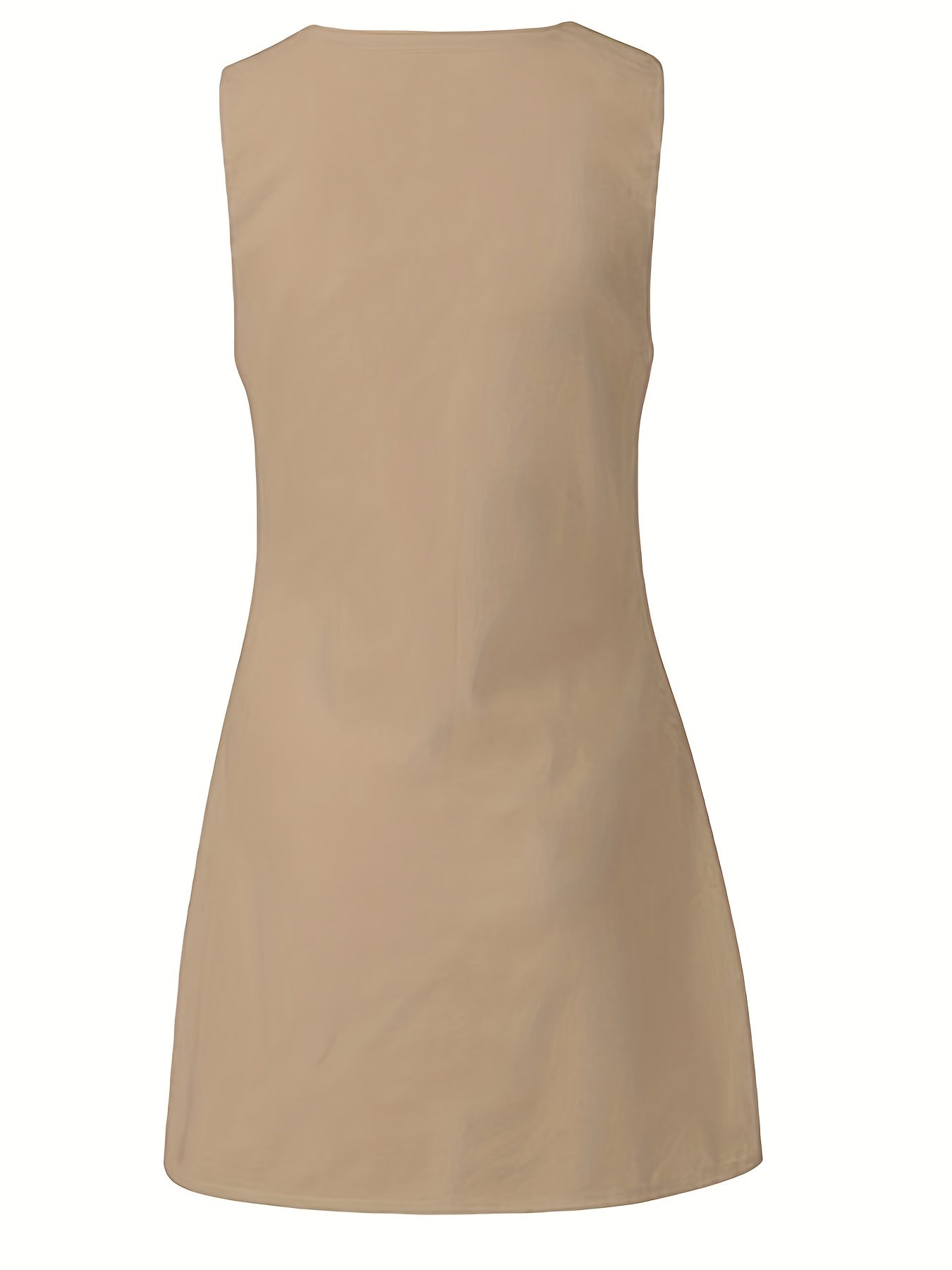 Solid Sleeveless Button Dress With Pockets Women's Clothing