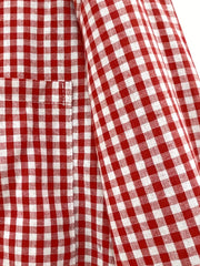 Gingham Print Button Up Long Sleeve Blouse