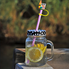 10pcs Cartoon Straw Cover Reusable Dustproof Straw Lids For Tumblers
