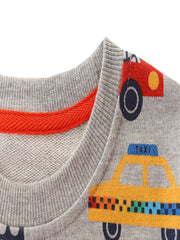 Boys Car Cartoon Print Sweatshirt