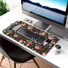 Mushrooms Snails Butterflies Large Desk Mat Gaming Mouse Pad