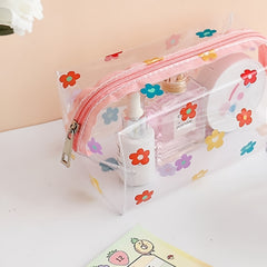 Clear Flower Pencil Case Waterproof Travel Cosmetic Bag