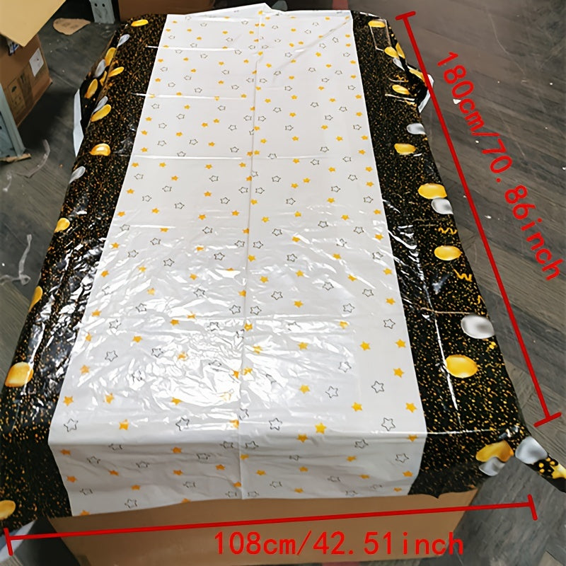 Golden Happy 60th Birthday Tablecloth Rectangular Party Table Cover