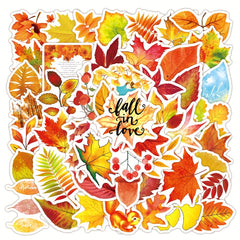 50Pcs Autumn Wind Falling Leaves Cartoon Graffiti Sticker DIY Creative Toys