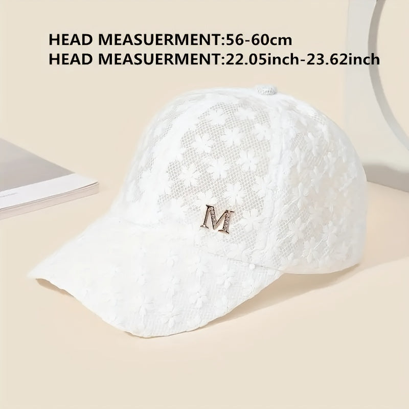 M Decor Lace Baseball Cap Mesh Embroidery Dad Hats Sun Hat